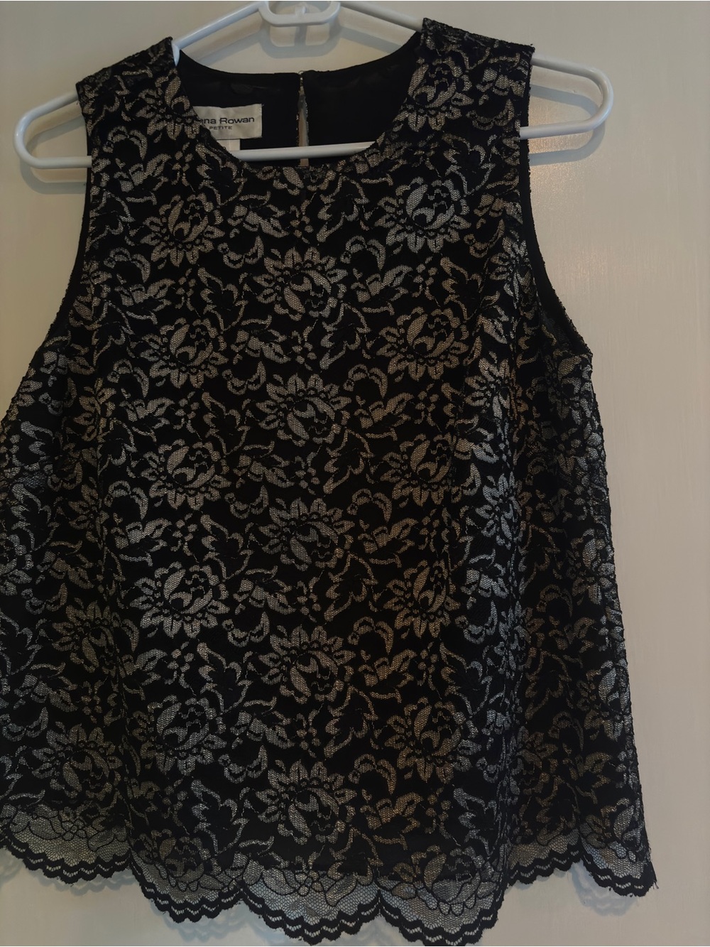 Black Lace Overlay Sleeveless Top